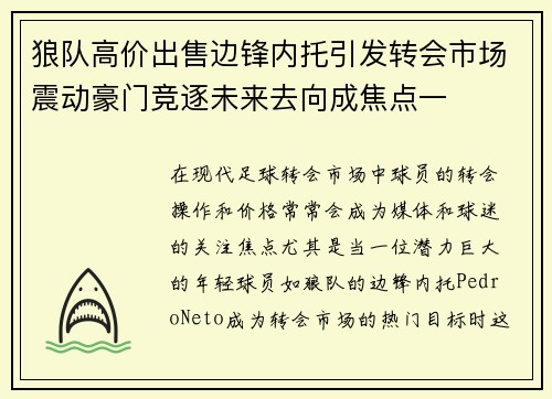 狼队高价出售边锋内托引发转会市场震动豪门竞逐未来去向成焦点一 狼队高价出售边锋内托引发转会市场震动豪门竞逐未来去向成焦点一